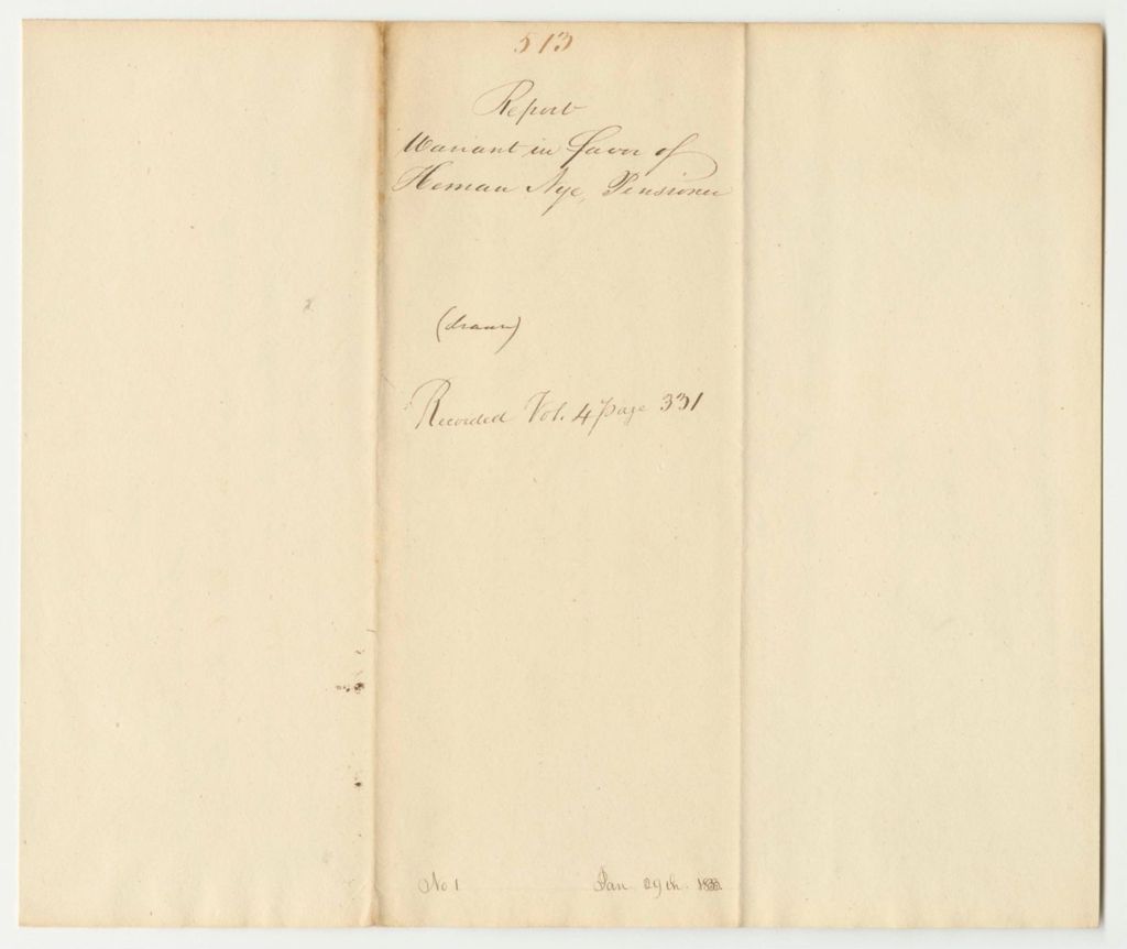 Miniature of Report 513: Warrant in Favor of Heman Nye for a Pension