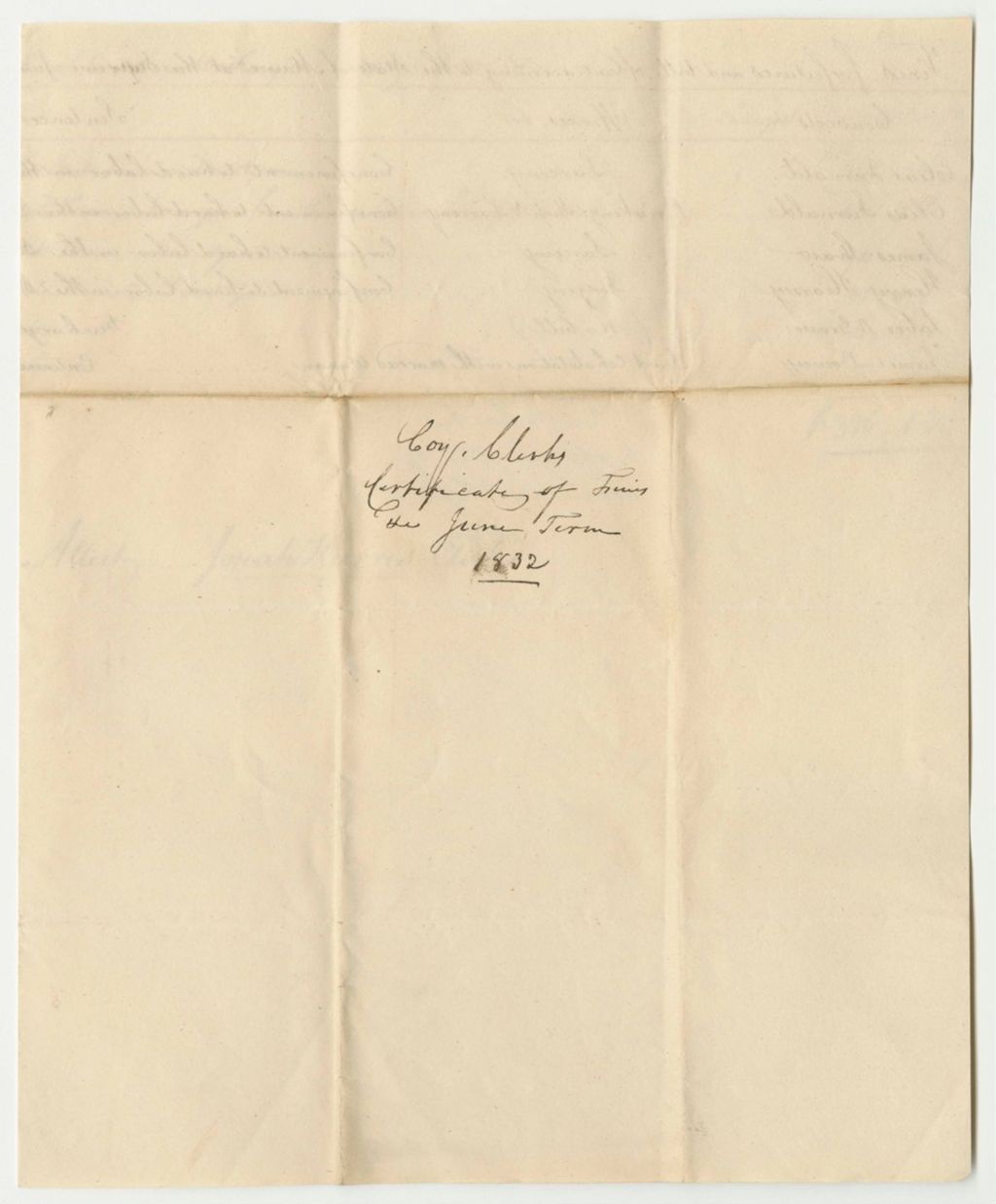 Miniature of Certificate of Fines and Bills of Cost Accruing to the State of Maine at the Supreme Judicial Court in Washington County, June Term 1832
