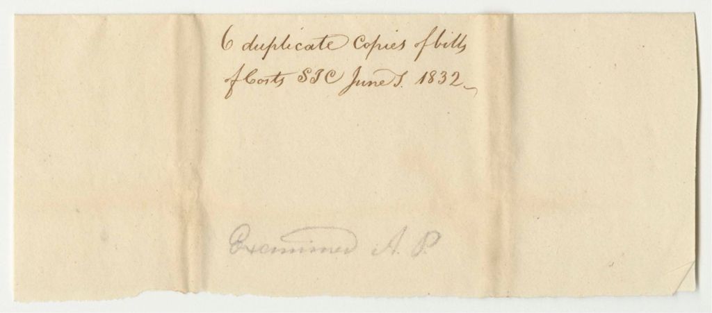 Miniature of Bills of Cost at the Supreme Judicial Court in Washington County, June Term 1832