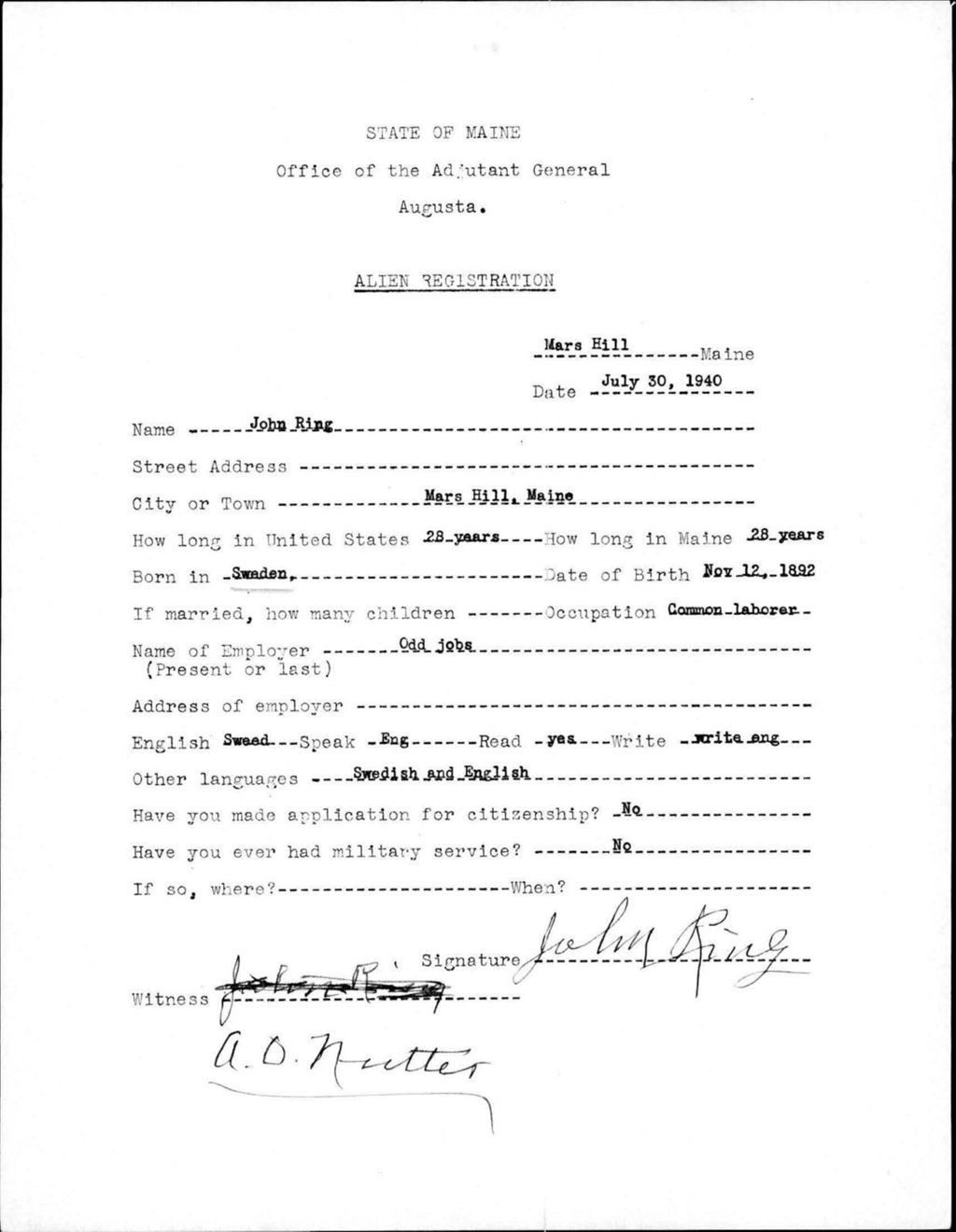 Miniature of Alien Registration- Ring, John (Mars Hill, Aroostook County)