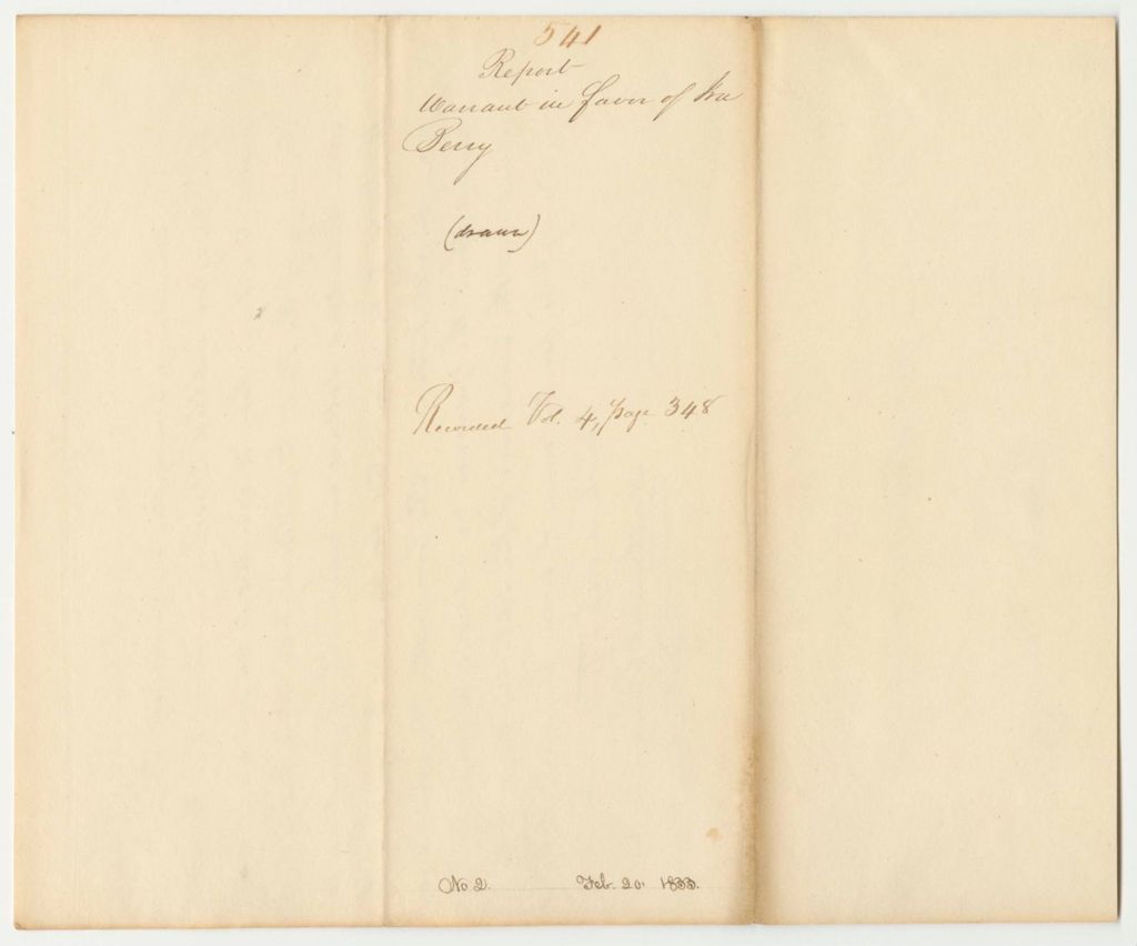 Miniature of Report 541: Warrant in Favor of Ira Berry & Co. for State Printing