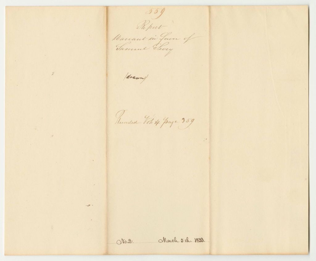 Miniature of Report 559: Warrant in Favor of Samuel Sevey, Lincoln County Jail Keeper