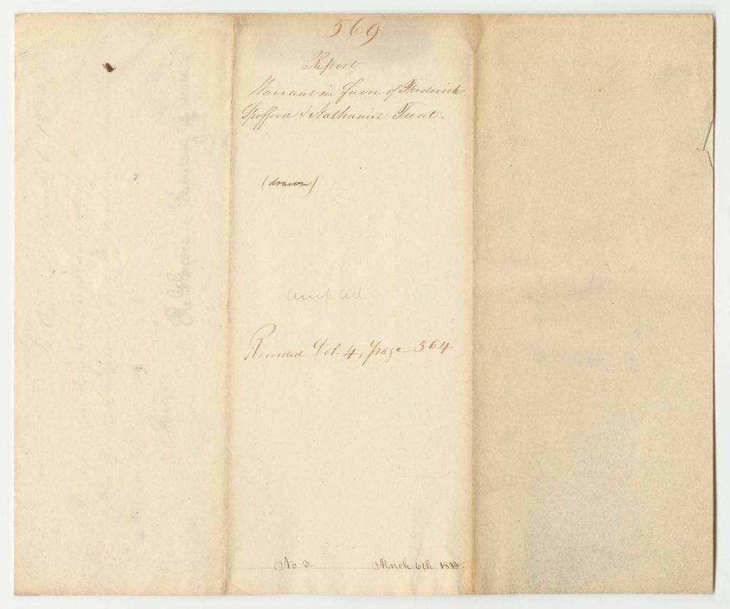 Miniature of Report 569: Warrant in Favor of Frederick Spofford and Nathaniel Treat