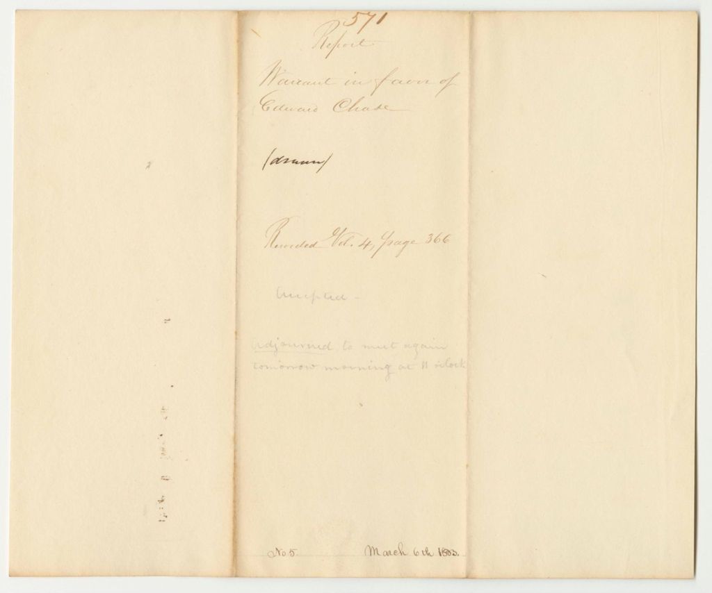Miniature of Report 571: Warrant in Favor of Edward Chase