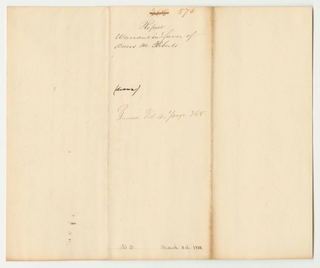 Miniature of Report 576: Warrant in Favor of Amos M. Roberts for Money Due to the Penobscot Indians