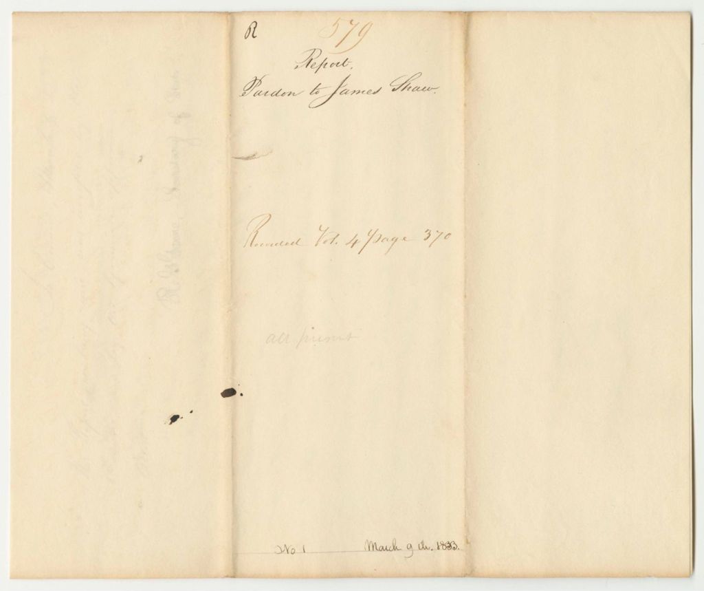 Miniature of Report 579: Report on the Pardon to James Shaw