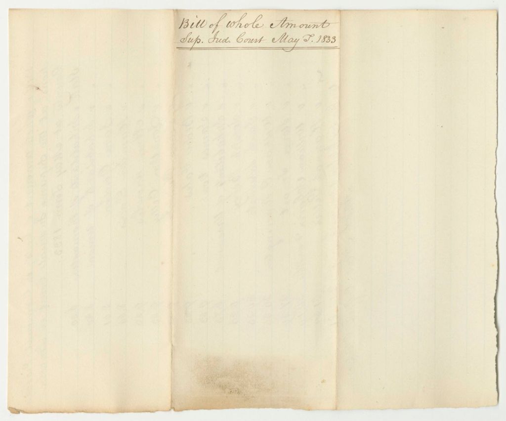 Miniature of Bill of Whole Amount of Costs in Criminal Prosecutions at the Supreme Judicial Court in Lincoln County, May Term 1833