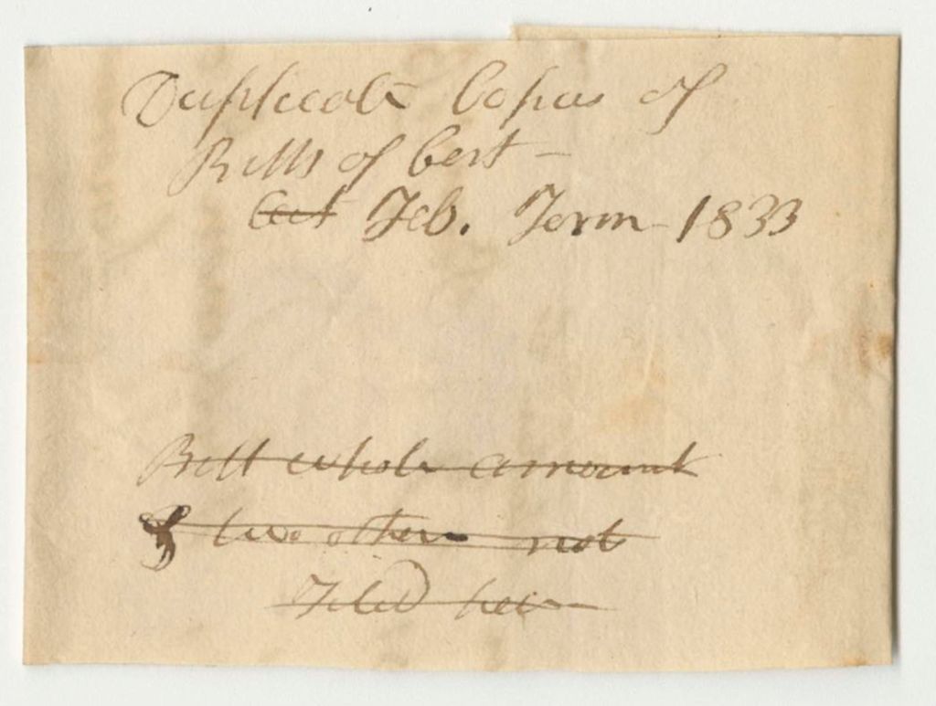 Miniature of Bills of Cost at the Court of Common Pleas in York County, February Term 1833