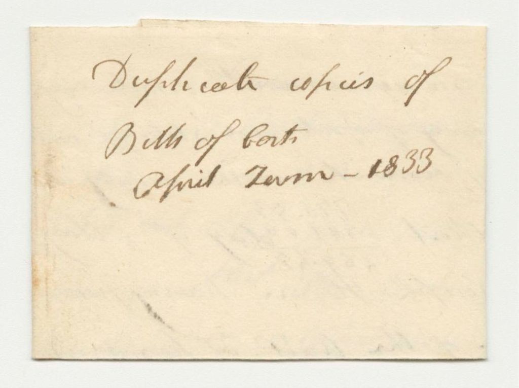 Miniature of Bills of Cost at the Supreme Judicial Court in York County, April Term 1833