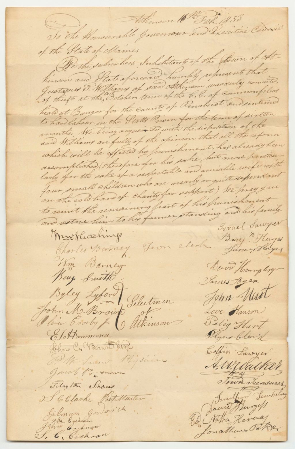 Miniature of Petition of Gustavus T. Williams for a Pardon