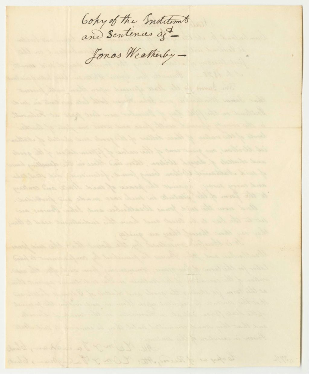 Miniature of Copy of Indictment and Sentence Against Jonas Weatherbee and John Powers