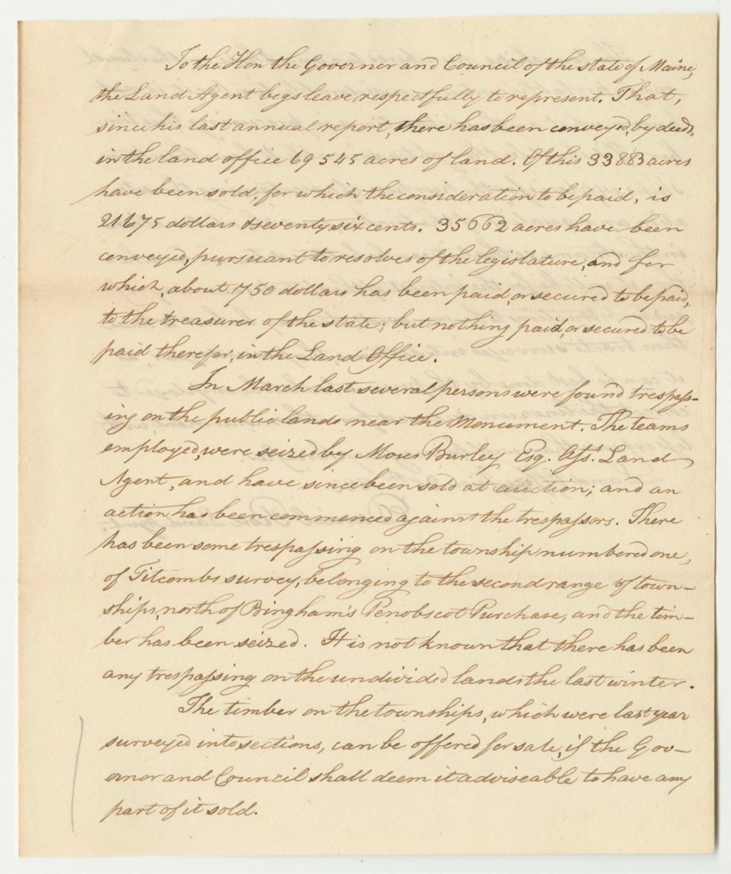 Miniature of Report of Daniel Rose, Land Agent, on Land Sales