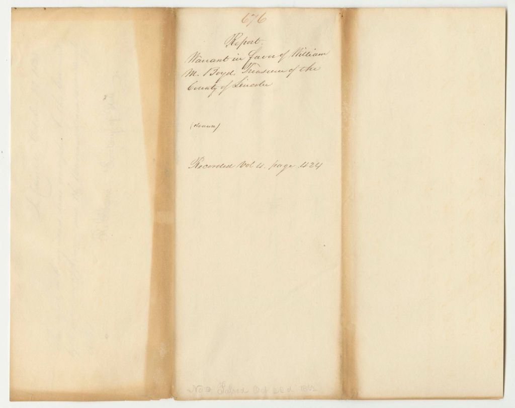 Miniature of Report 676: Warrant in Favor of William M. Boyd, Treasurer of Lincoln County
