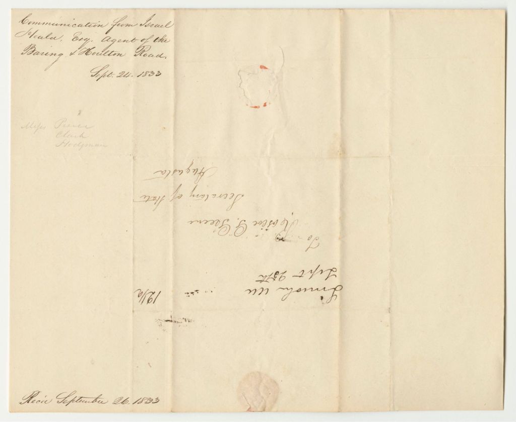 Miniature of Communication from Israel Heald, Agent of the Baring and Houlton Road