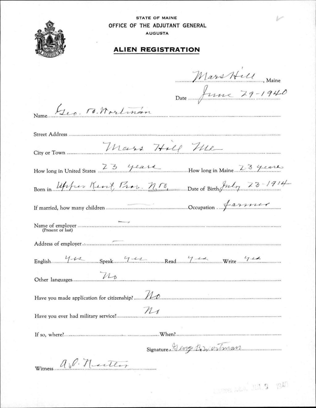 Miniature of Alien Registration- Wortman, George B. (Mars Hill, Aroostook County)