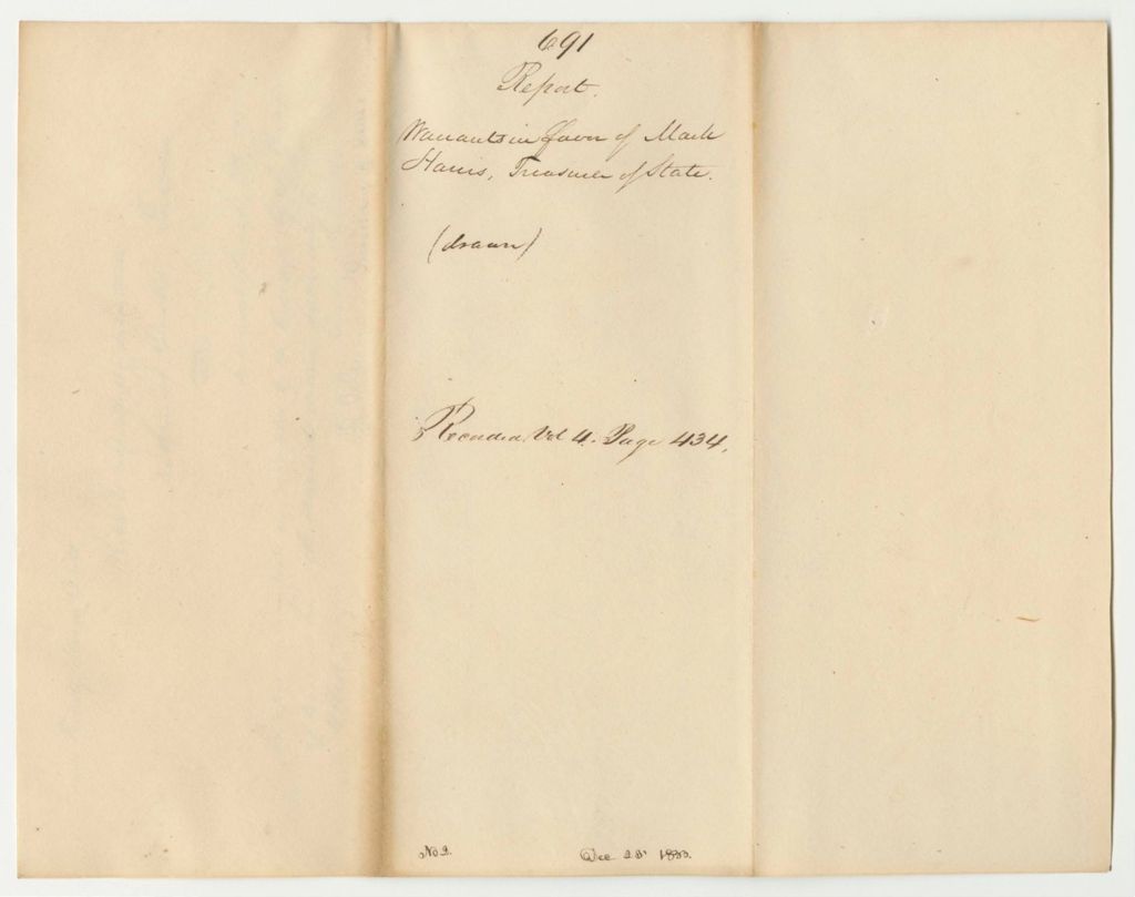 Miniature of Report 691: Warrants in Favor of Mark Harris, Treasurer of State