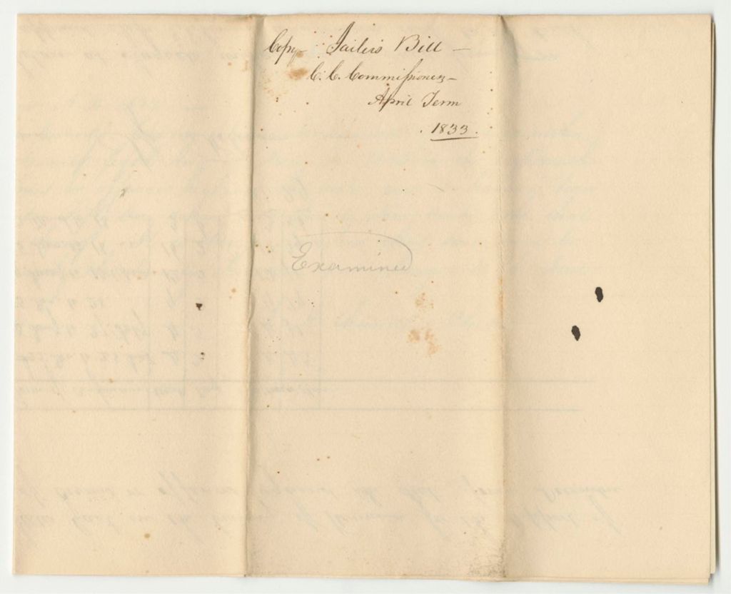 Miniature of Account of Jesse Robinson, Under Keeper of the State's Gaol in the County of Kennebec, for the Support of Poor Prisoners Therein Confined Upon Charges or Conviction of Crimes or Offences Against the State from December 25th 1832 to April18th 1833
