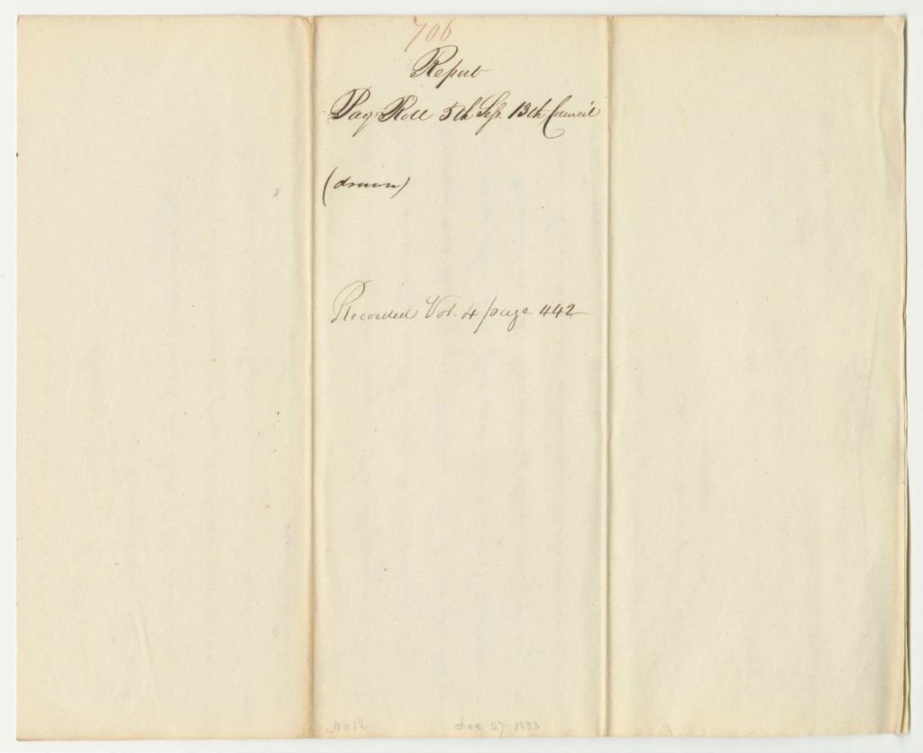 Miniature of Report 706: Report of the Payroll of the 5th Session of the 13th Council, Ending Oct. 22, 1833