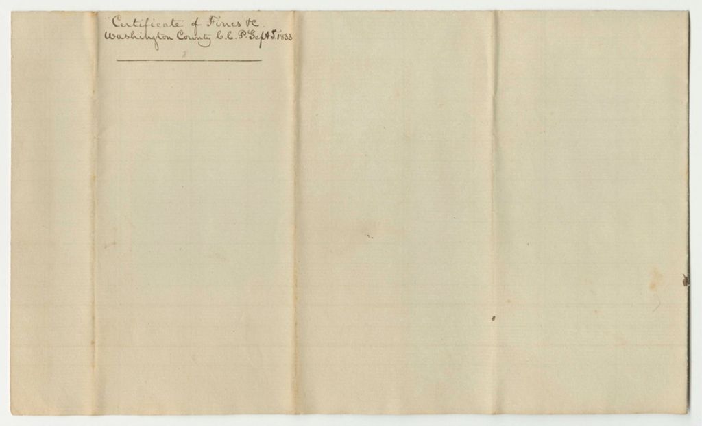 Miniature of Fines, Forfeitures, and Bills of Costs at the Court of Common Pleas in the County of Washington, September Term 1833