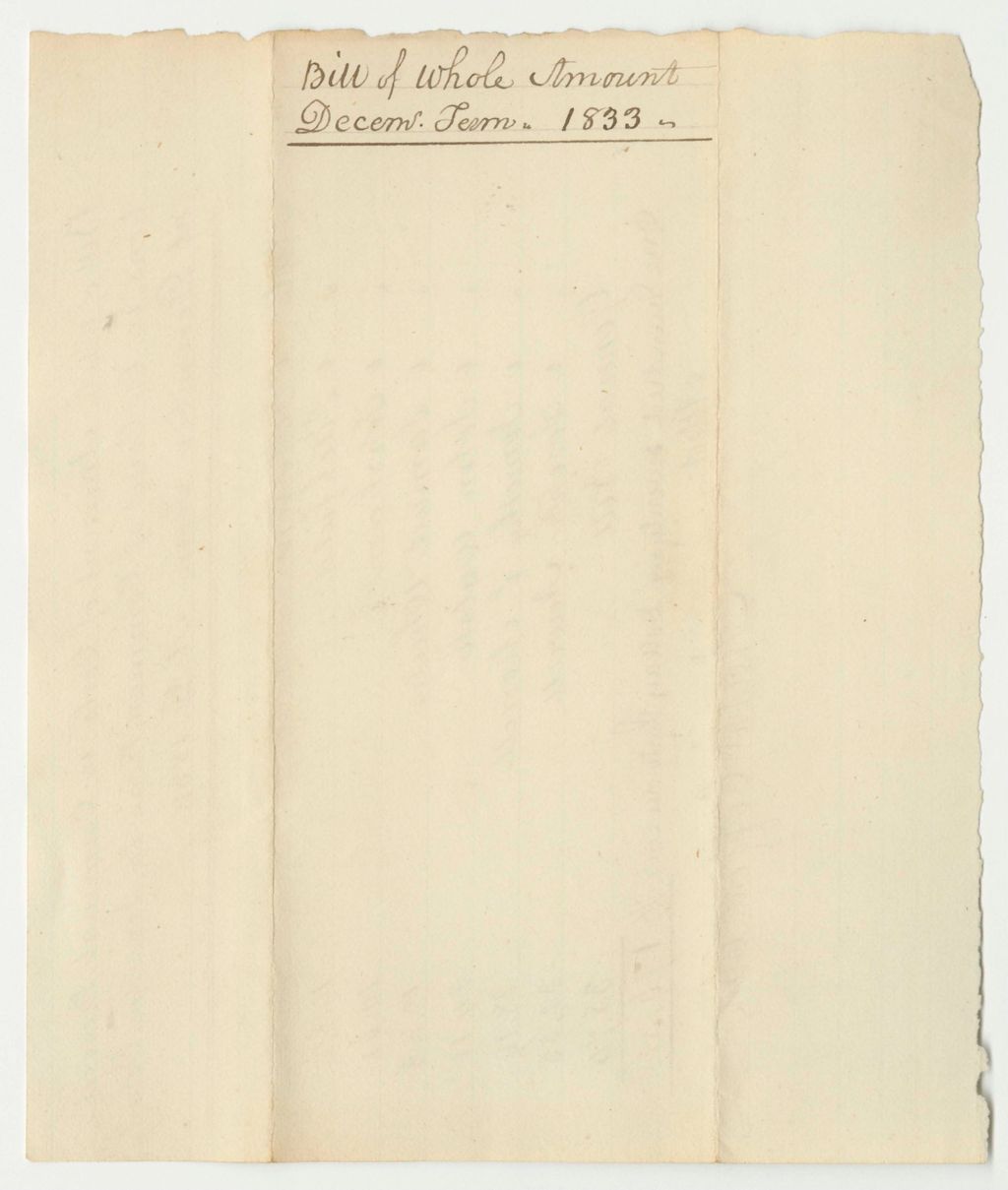 Miniature of Bill of Whole Amount of Costs in Criminal Prosecutions in the Court of Common Pleas in Lincoln County, December Term 1833