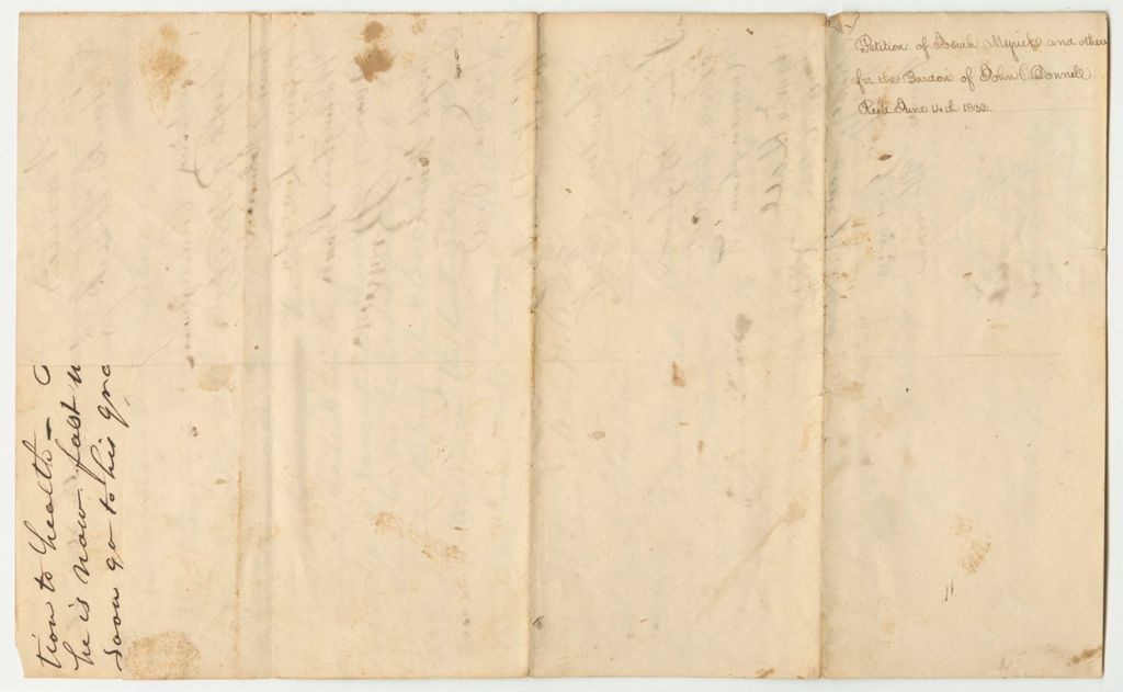 Miniature of Petition of Josiah Myrick and Others for the Pardon of John McDonald