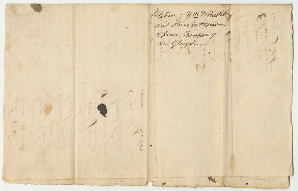 Miniature of Petition of William D. Bartlett and Others for the Pardon of James Thompson of New Gloucester