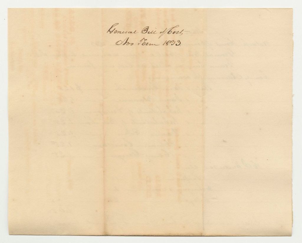 Miniature of General Bill of Costs at the Court of Common Pleas in Waldo County, November Term 1833