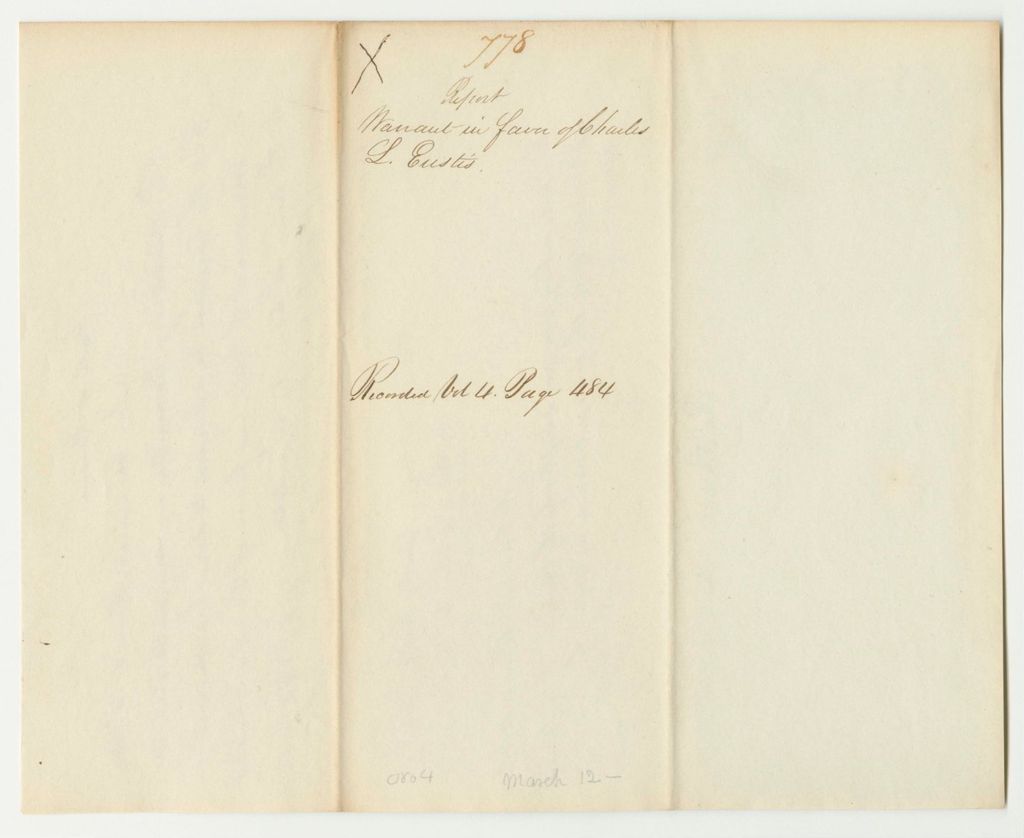 Miniature of Report 778: Warrant in Favor of Charles L. Eustis