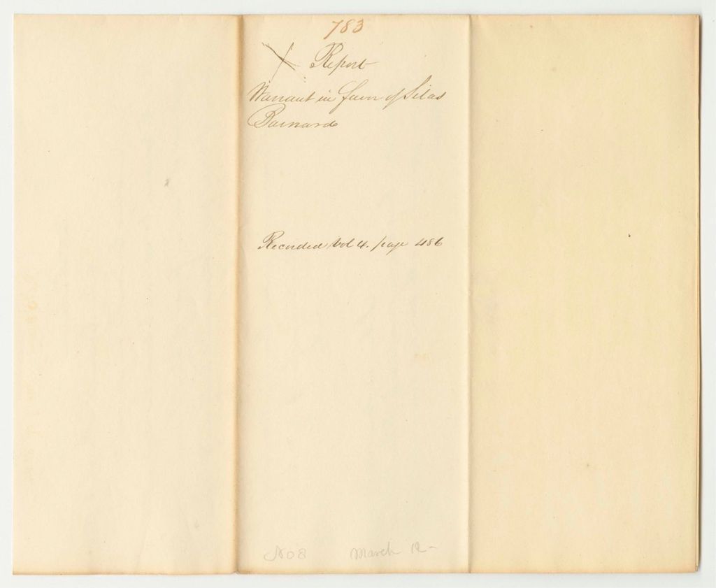 Miniature of Report 783: Warrant in Favor of Silas Barnard