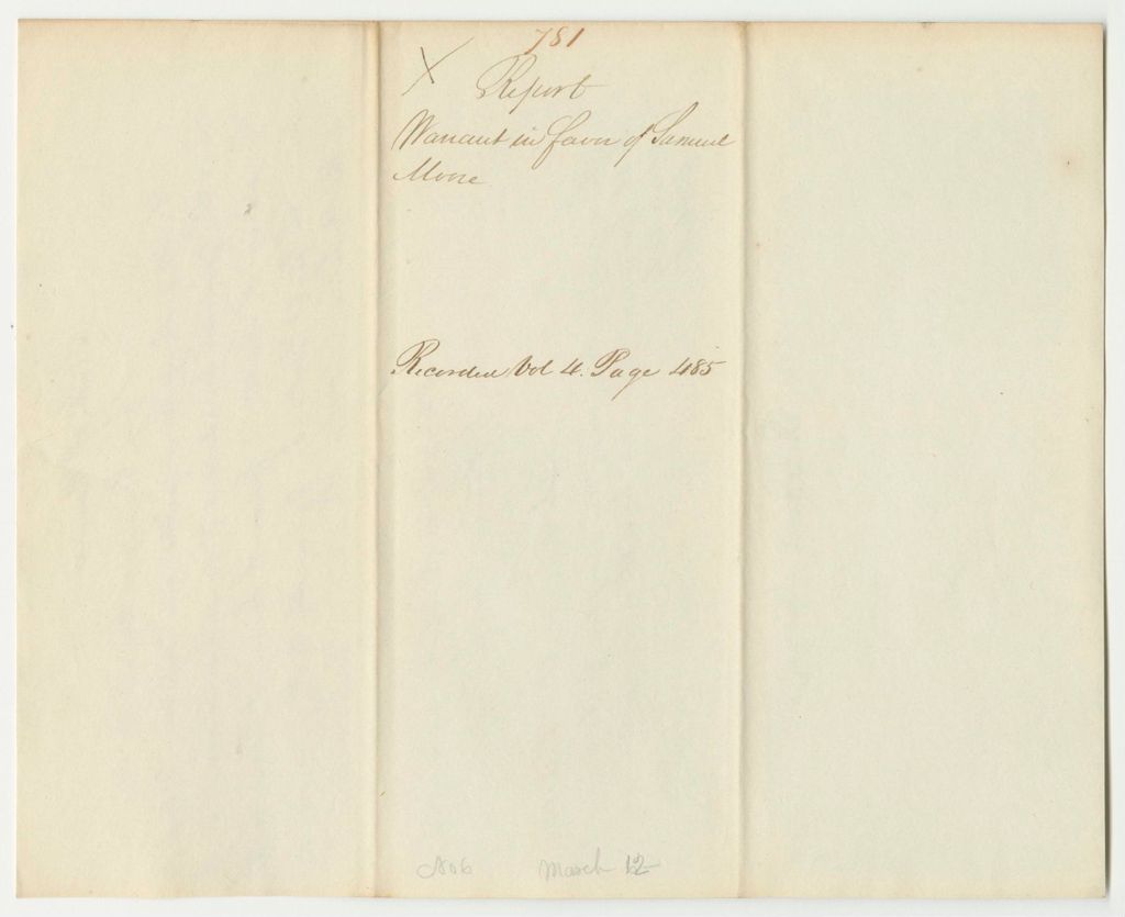 Miniature of Report 781: Warrant in Favor of Samuel Moore