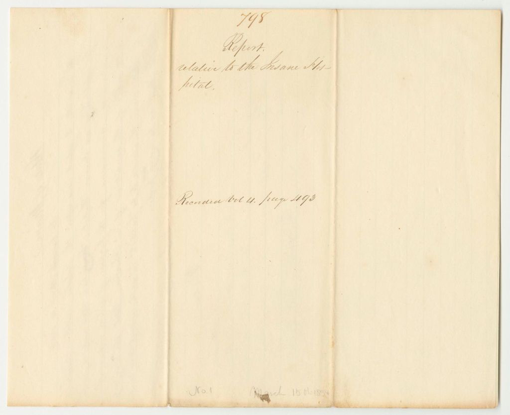 Miniature of Report 798: Report Relative to the Insane Hospital