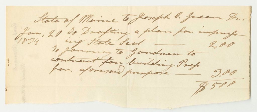 Miniature of Joseph C. Greene's Bill for Drafting a Plan for Impressing State Seal