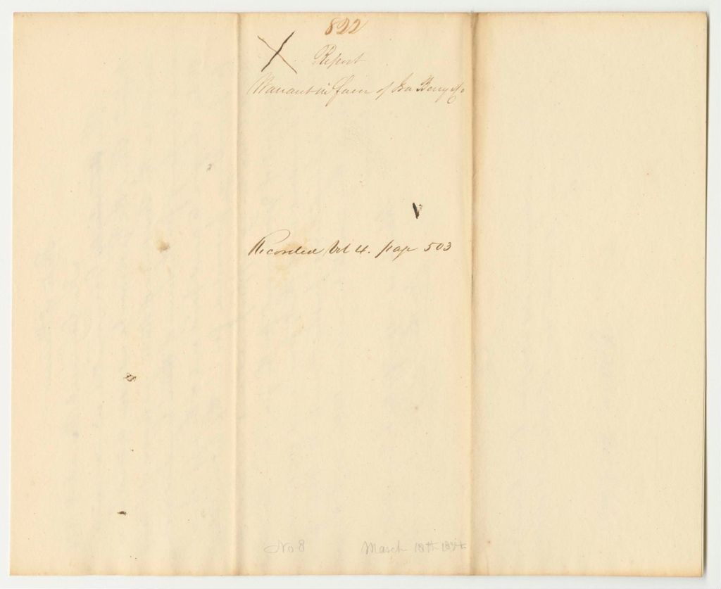 Miniature of Report 822: Warrant in Favor of Ira Berry & Co. for State Printing