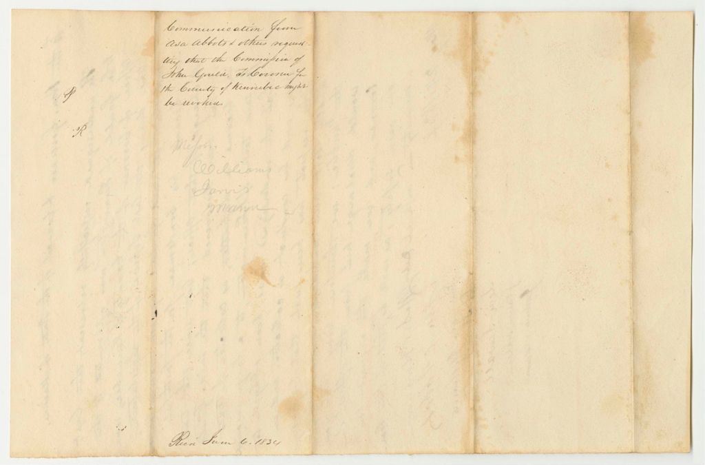 Miniature of Communication from Asa Abbots and Others, Requesting That the Commission of John Gould, as Coronor for the County of Kennebec, Might Be Revoked