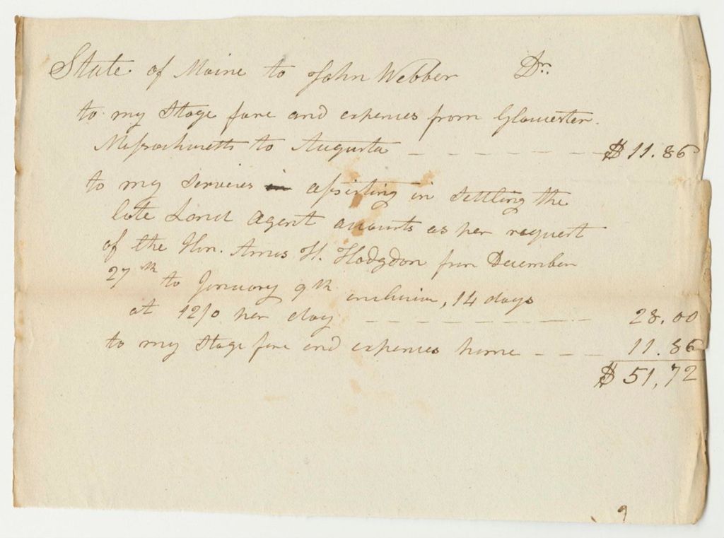 Miniature of John Webber's Bill for Assisting the Council in Settling the Accounts of the Late Land Agent