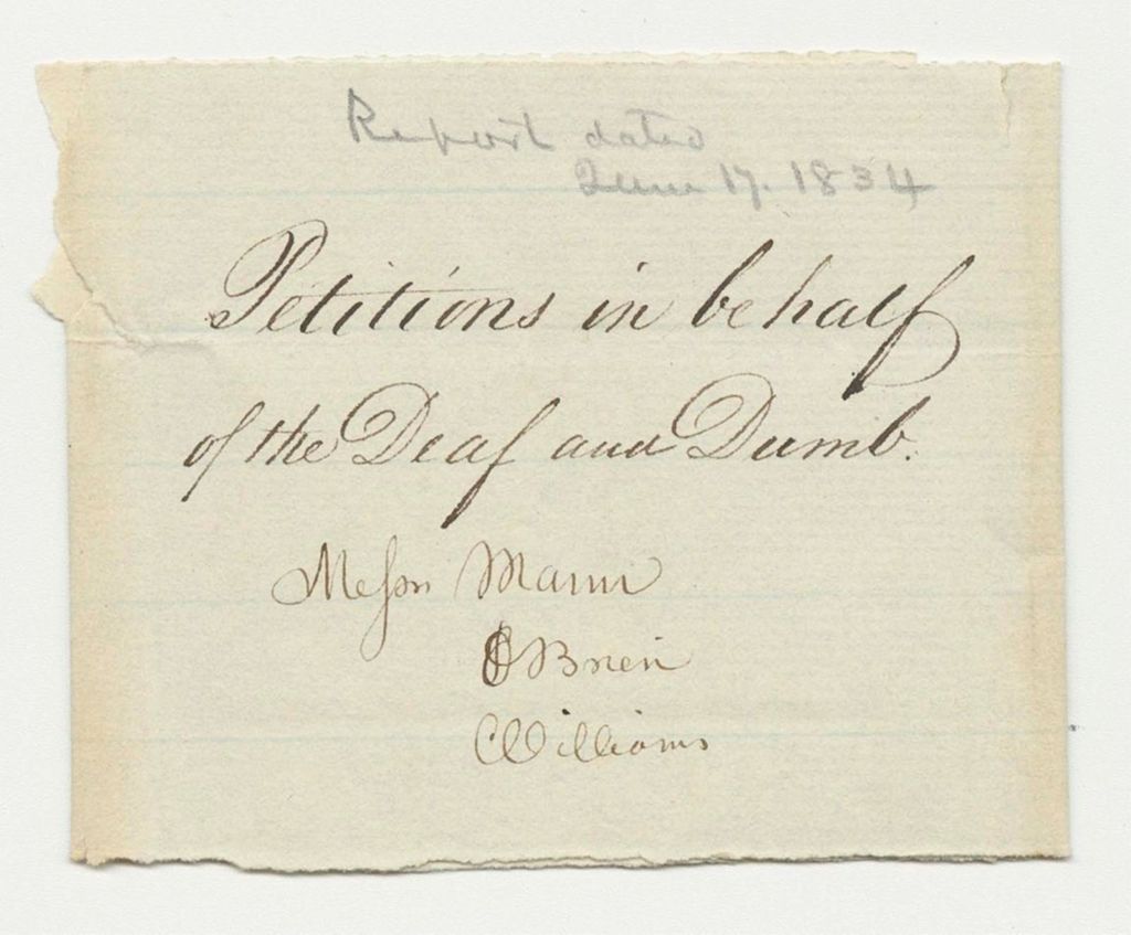 Miniature of Petitions in Behalf of Harrison Berry, Julian Berry, Andrew Franklin Holmes, Harriet Hunter, Hiram P. Hunter, and Ebenezer P. Dyer for Admission to the American Asylum at Hartford