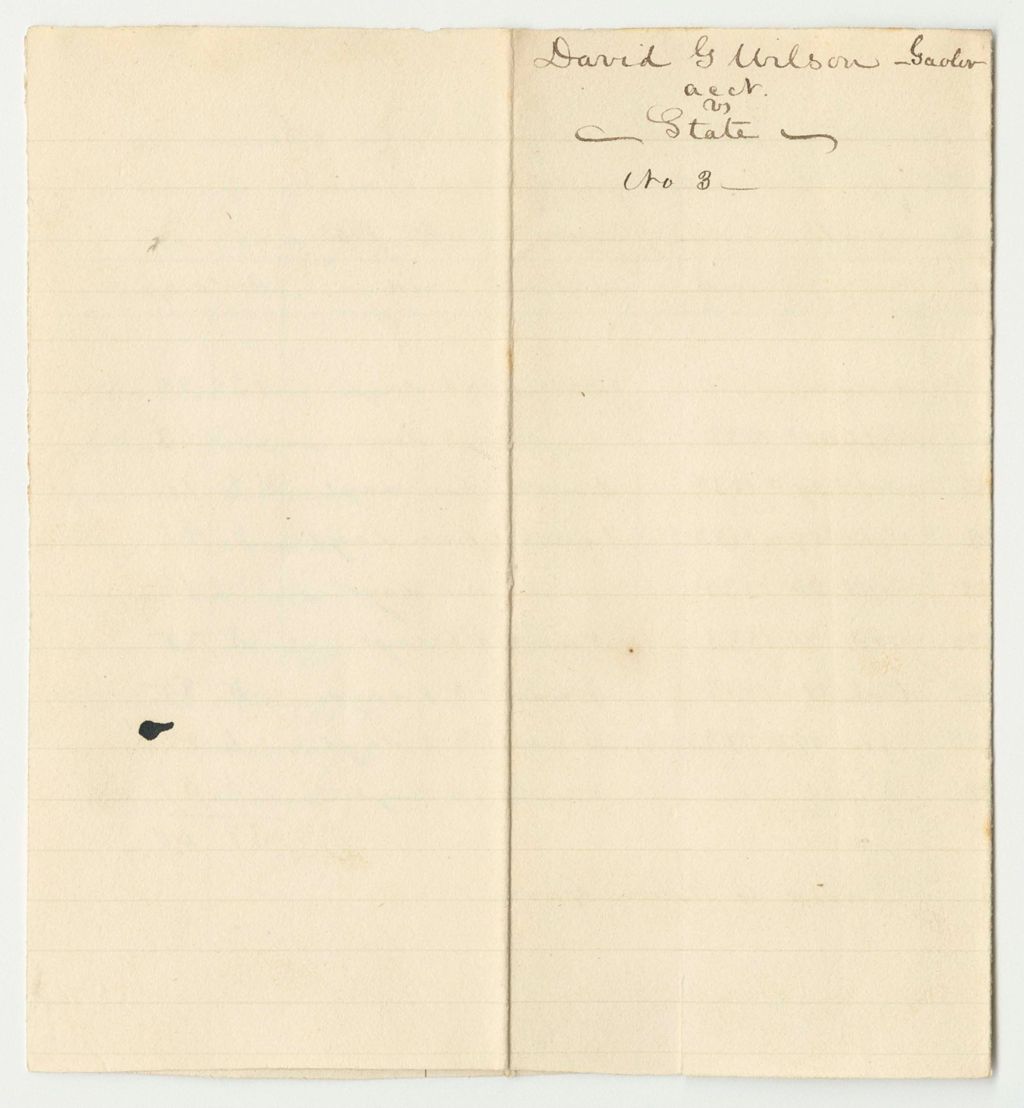 Miniature of Account of David G. Wilson, Keeper of the State's Gaol in Machias in the County of Washington, for the Board of Prisoners Therein Committed for Offences Against the State from September 17th to December 17th 1833