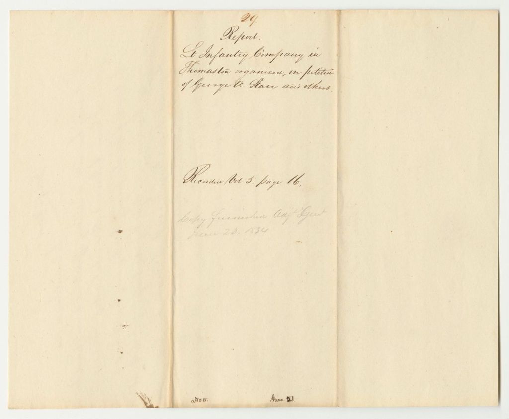 Miniature of Report 29: Report on the Petition of George A. Starr and Others To Be Organized Into a Light Infantry Company in Thomaston