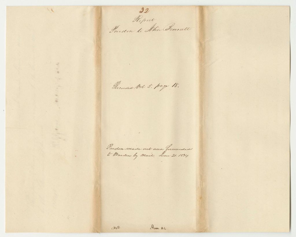 Miniature of Report 32: Report on a Pardon to John Bennett