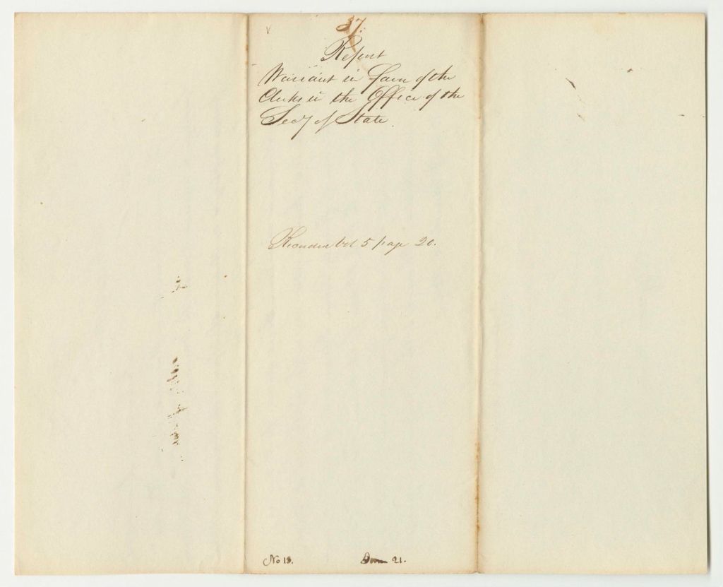 Miniature of Report 37: Warrants in Favor of the Clerks in the Office of the Secretary of State