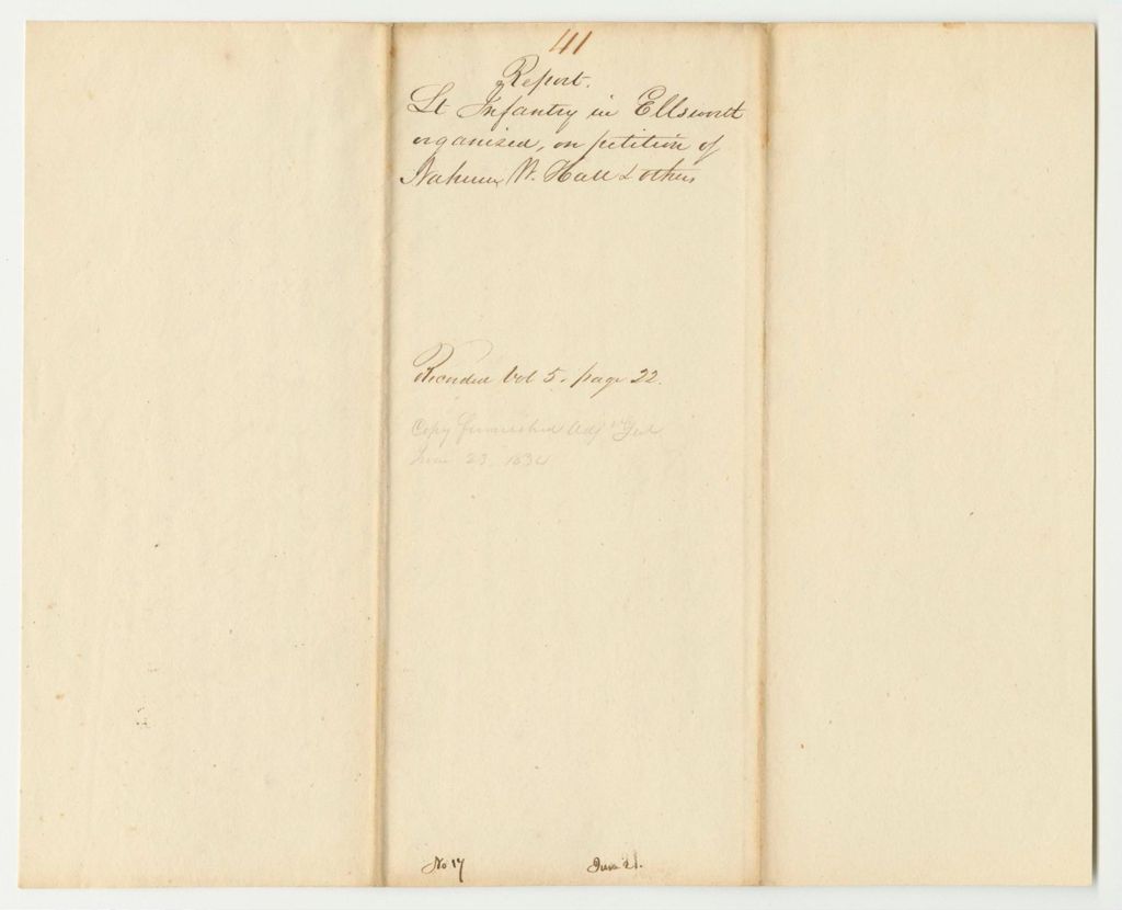Miniature of Report 41: Report on the Light Infantry in Ellsworth Organized on Petition of Nahum H. Hall and Others