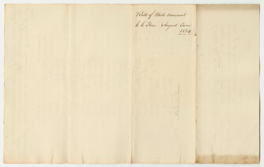 Miniature of Bill of Whole Amount of Cost in Criminal Prosecution at the Court of Common Pleas Begun and Holden at Augusta, Within and for the County of Kennebec, August Term 1834