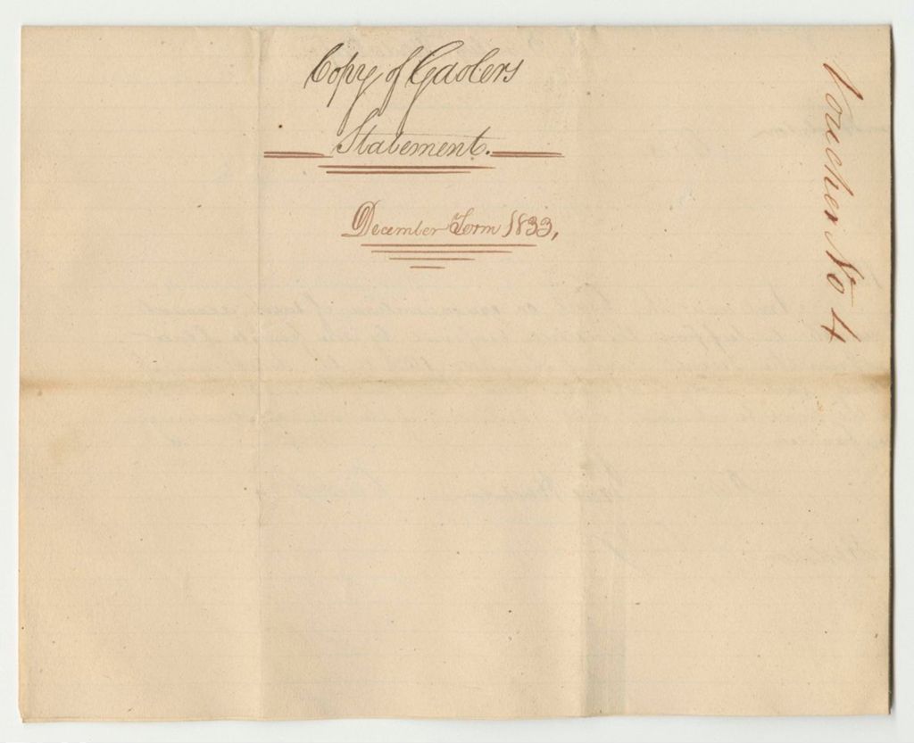 Miniature of Account of Levi Bradley, Under Keeper of the Gaol in Bangor in the County of Penobscot, for Support of Persons Therein Confined on Charge or Conviction of Crimes or Offences Against the State and Which By Law is Chargeable to the State from August 7th to December 10th 1833