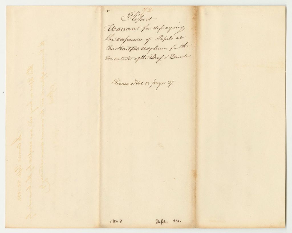 Miniature of Report 72: Warrant for Defraying the Expenses of Pupils at the American Asylum for the Education of the Deaf and Dumb