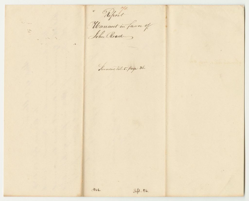 Miniature of Report 70: Warrant in Favor of John Read, Superintendant of Public Buildings