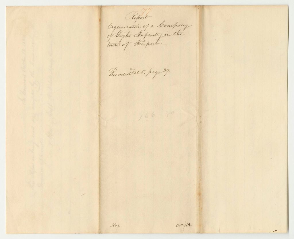 Miniature of Report 77: Report on the Organization of a Company of Light Infantry in the Town of Freeport