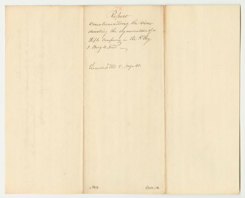 Miniature of Report 78: Report Countermanding the Order Organizing a Rifle Company in the 4th Div. 1st Brig. 3rd Regt.