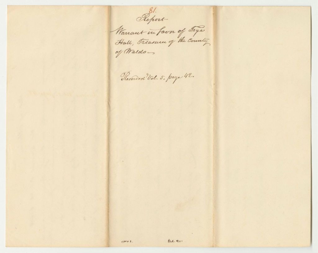 Miniature of Report 81: Warrant in Favor of Frye Hall, Treasurer of Waldo County