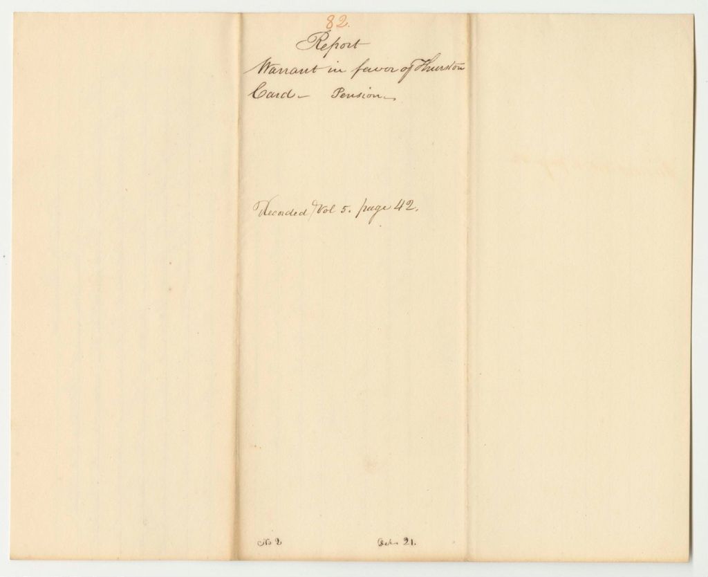 Miniature of Report 82: Warrant in Favor of Thurston Card for a Pension