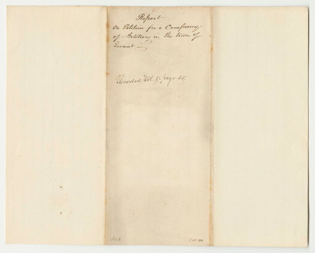 Miniature of Report 91: Report on the Petition of Thomas Dunning and Others for a Company of Artillery in Levant
